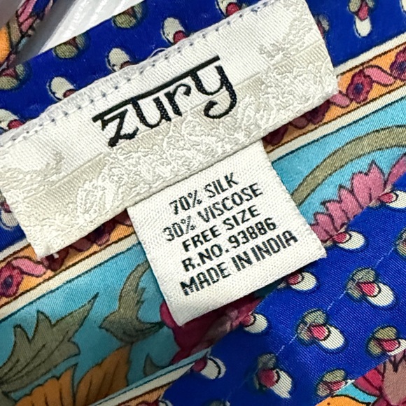 Zury Silk Blend Paisley Floral Print Tiered Caftan Dress Size Large - Picture 6 of 9